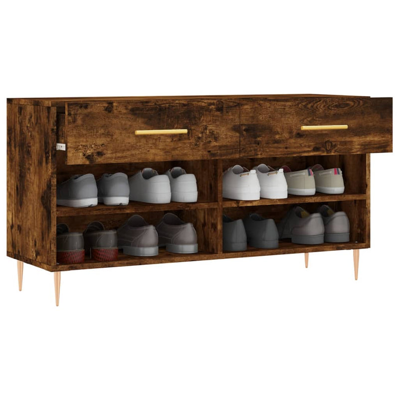 vidaXL füstös tölgy színű szerelt fa cipőpolc 102x35x55 cm