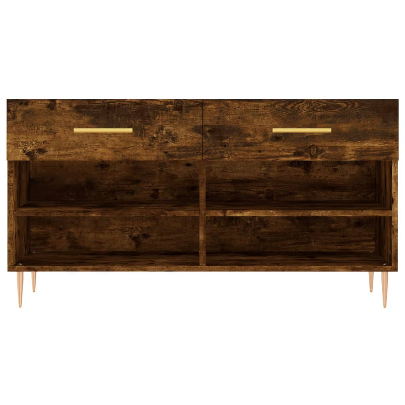 vidaXL füstös tölgy színű szerelt fa cipőpolc 102x35x55 cm