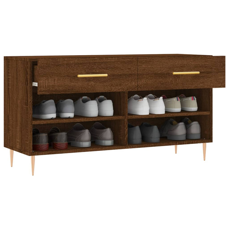 vidaXL barna tölgy színű szerelt fa cipőpolc 102x35x55 cm