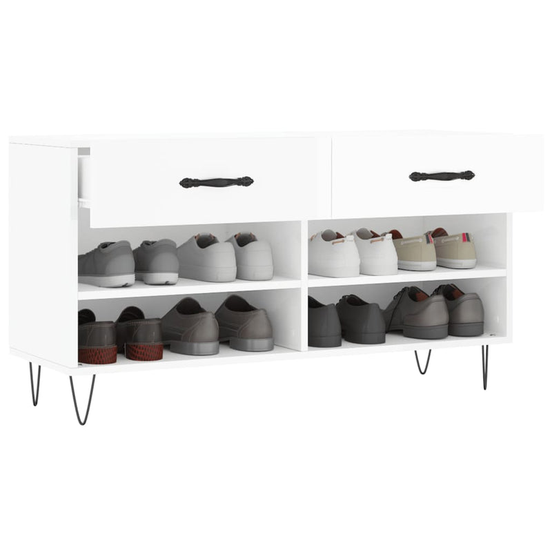 vidaXL magasfényű fehér szerelt fa cipőpolc 102x35x55 cm