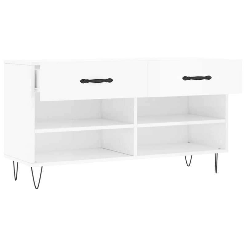 vidaXL magasfényű fehér szerelt fa cipőpolc 102x35x55 cm
