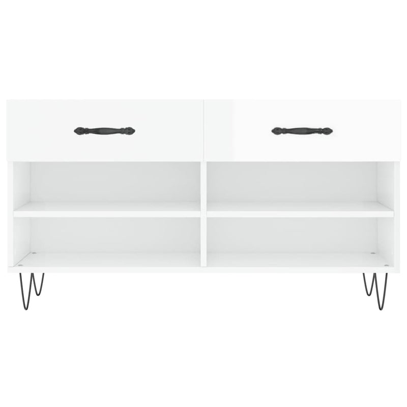 vidaXL magasfényű fehér szerelt fa cipőpolc 102x35x55 cm