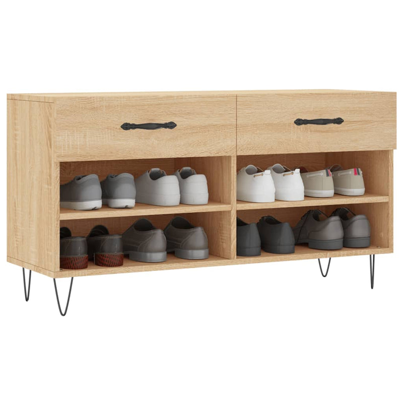 vidaXL sonoma tölgy színű szerelt fa cipőpolc 102x35x55 cm