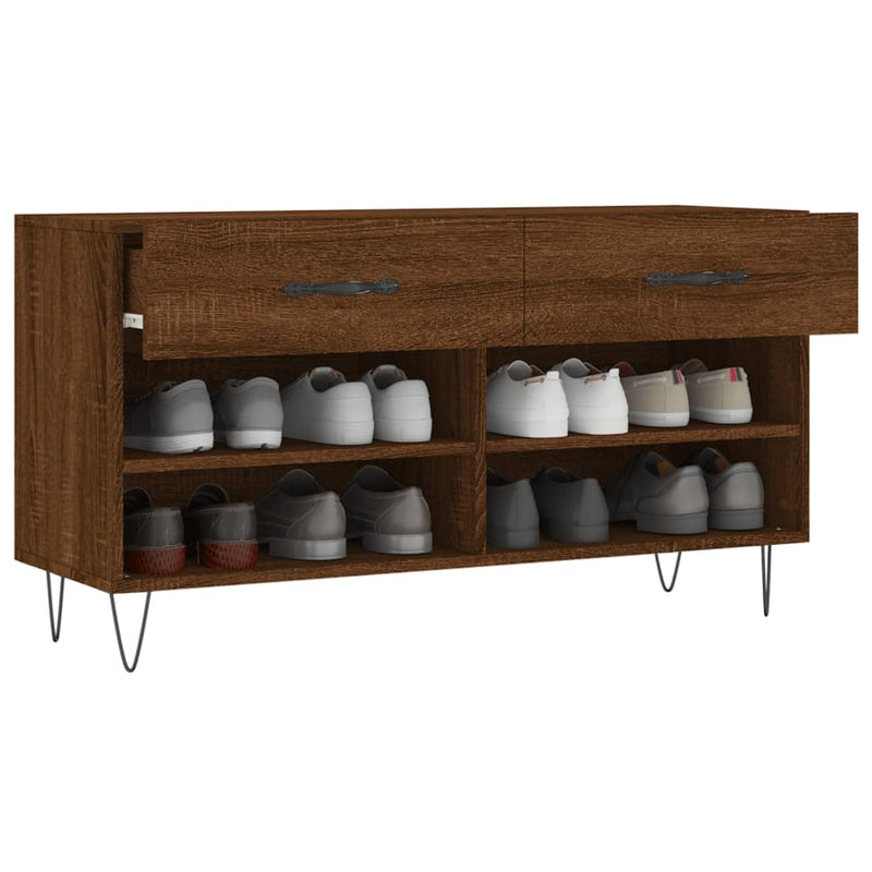 vidaXL barna tölgy színű szerelt fa cipőpolc 102x35x55 cm