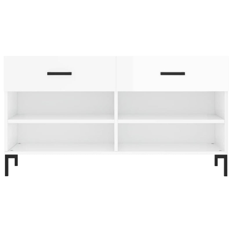 vidaXL magasfényű fehér szerelt fa cipőpolc 102x35x55 cm