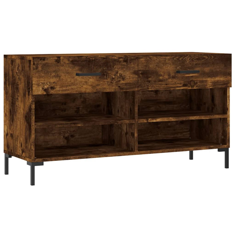 vidaXL füstös tölgy színű szerelt fa cipőpolc 102x35x55 cm