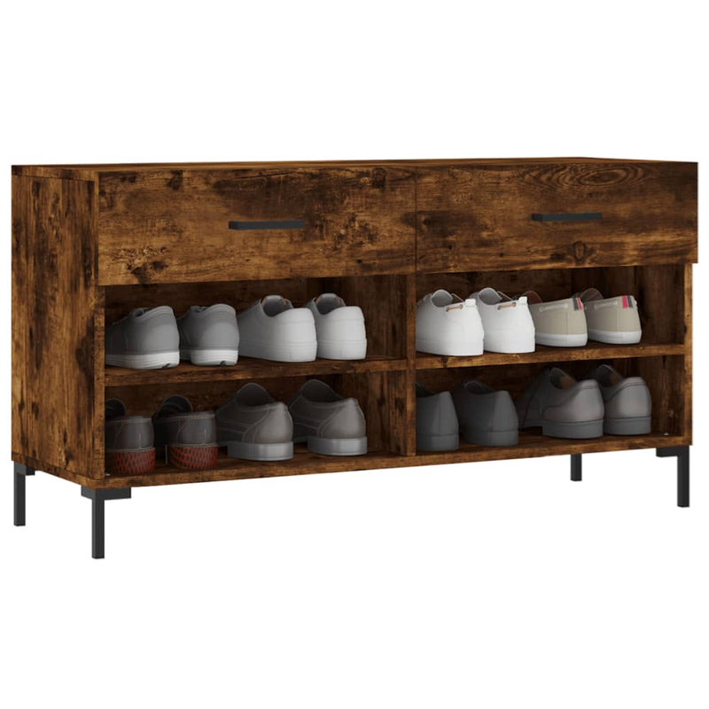 vidaXL füstös tölgy színű szerelt fa cipőpolc 102x35x55 cm