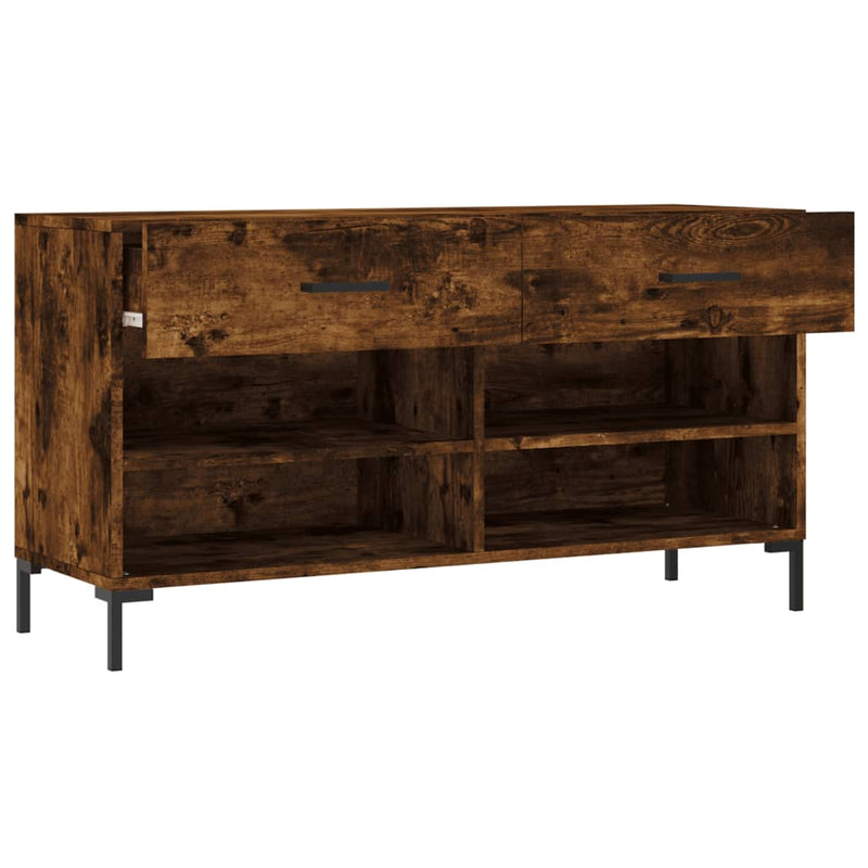 vidaXL füstös tölgy színű szerelt fa cipőpolc 102x35x55 cm