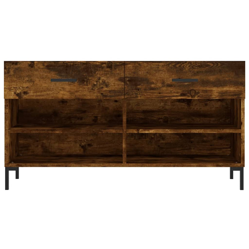 vidaXL füstös tölgy színű szerelt fa cipőpolc 102x35x55 cm