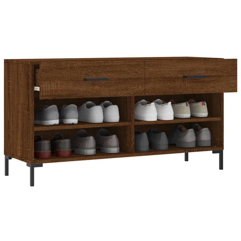 vidaXL barna tölgy színű szerelt fa cipőpolc 102x35x55 cm