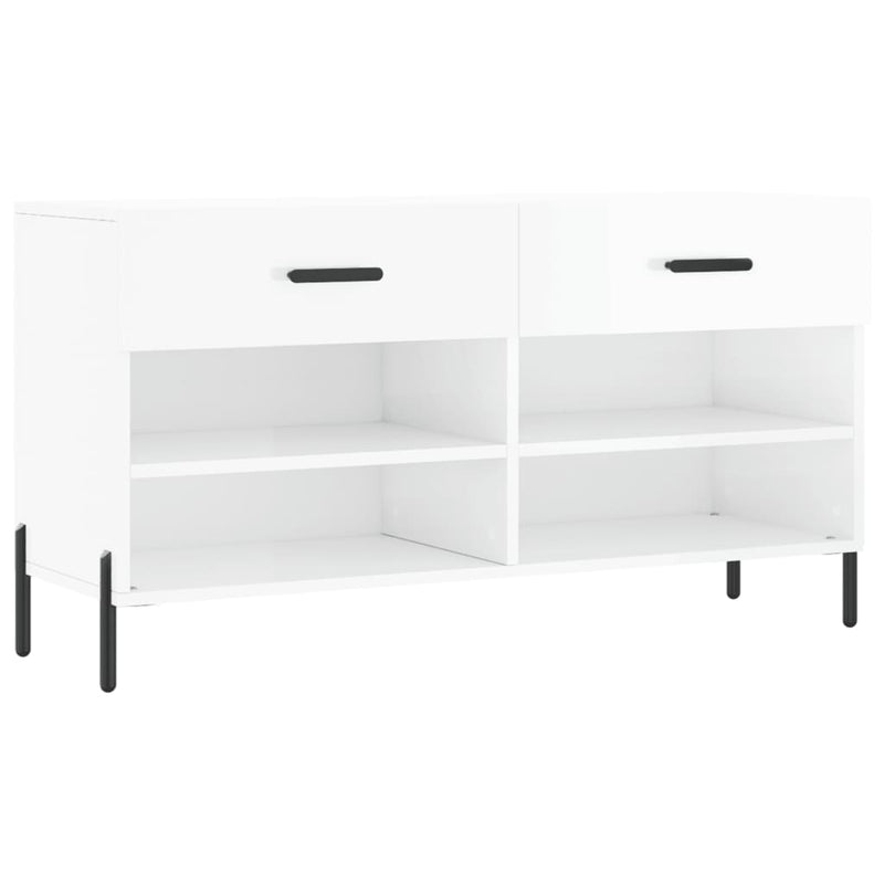 vidaXL magasfényű fehér szerelt fa cipőpolc 102x35x55 cm