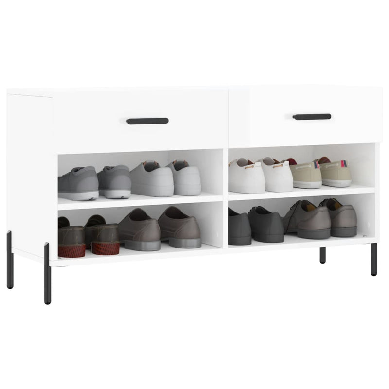 vidaXL magasfényű fehér szerelt fa cipőpolc 102x35x55 cm