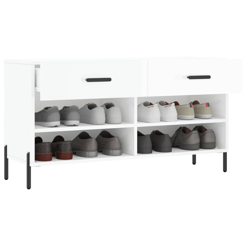 vidaXL magasfényű fehér szerelt fa cipőpolc 102x35x55 cm