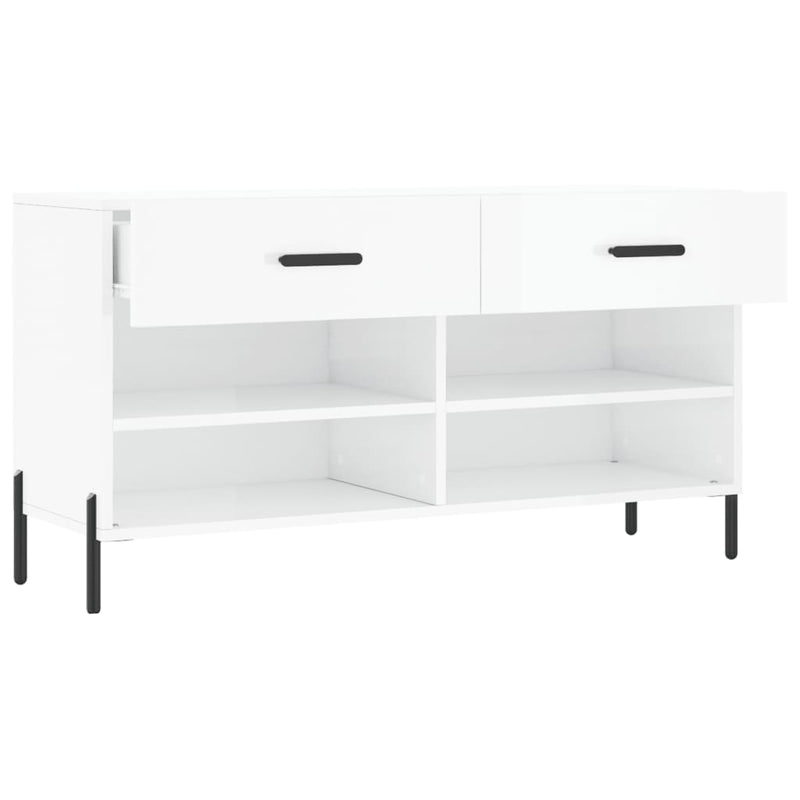vidaXL magasfényű fehér szerelt fa cipőpolc 102x35x55 cm