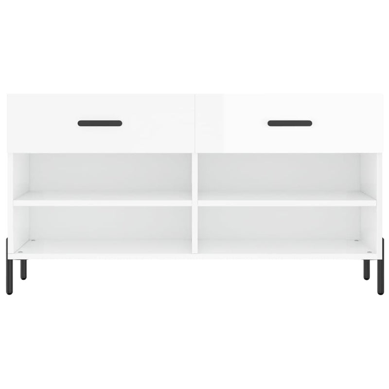 vidaXL magasfényű fehér szerelt fa cipőpolc 102x35x55 cm