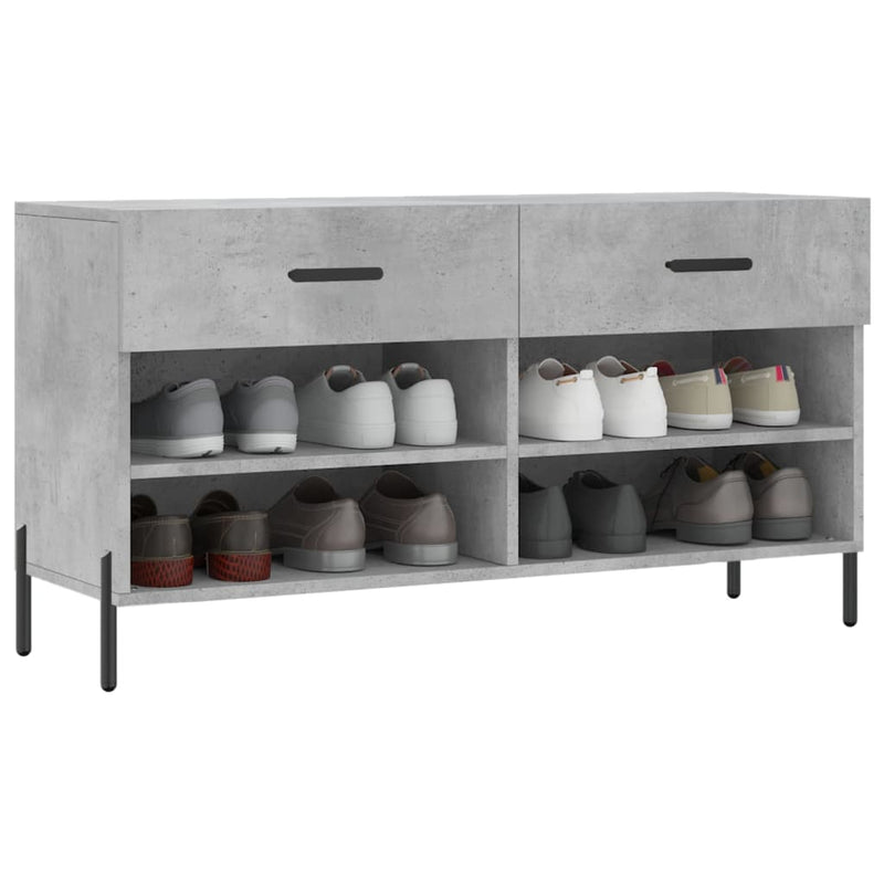vidaXL betonszürke szerelt fa cipőpolc 102 x 35 x 55 cm