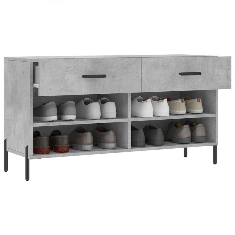 vidaXL betonszürke szerelt fa cipőpolc 102 x 35 x 55 cm