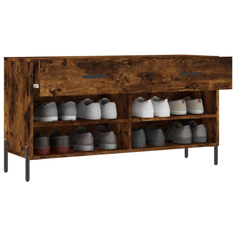 vidaXL füstös tölgy színű szerelt fa cipőpolc 102x35x55 cm