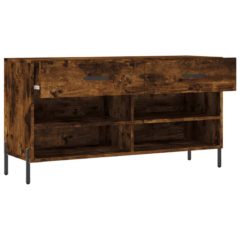 vidaXL füstös tölgy színű szerelt fa cipőpolc 102x35x55 cm