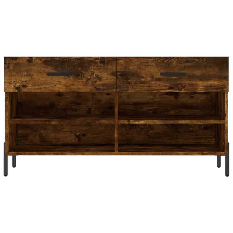 vidaXL füstös tölgy színű szerelt fa cipőpolc 102x35x55 cm