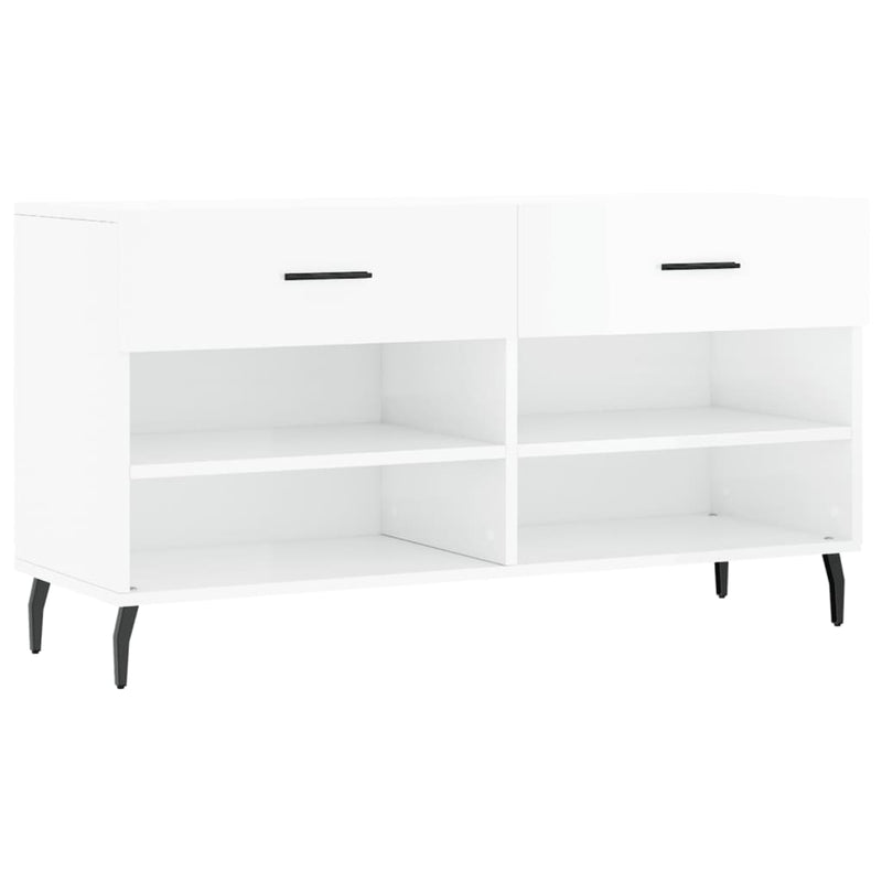 vidaXL magasfényű fehér szerelt fa cipőpolc 102x35x55 cm