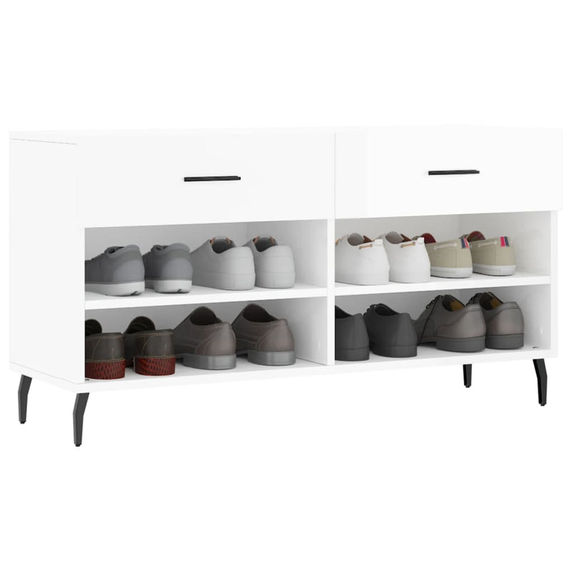 vidaXL magasfényű fehér szerelt fa cipőpolc 102x35x55 cm