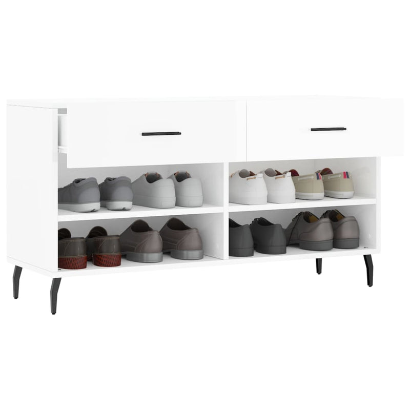 vidaXL magasfényű fehér szerelt fa cipőpolc 102x35x55 cm