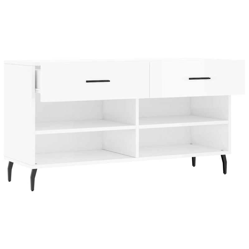 vidaXL magasfényű fehér szerelt fa cipőpolc 102x35x55 cm