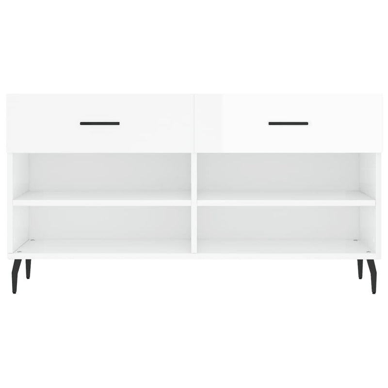 vidaXL magasfényű fehér szerelt fa cipőpolc 102x35x55 cm