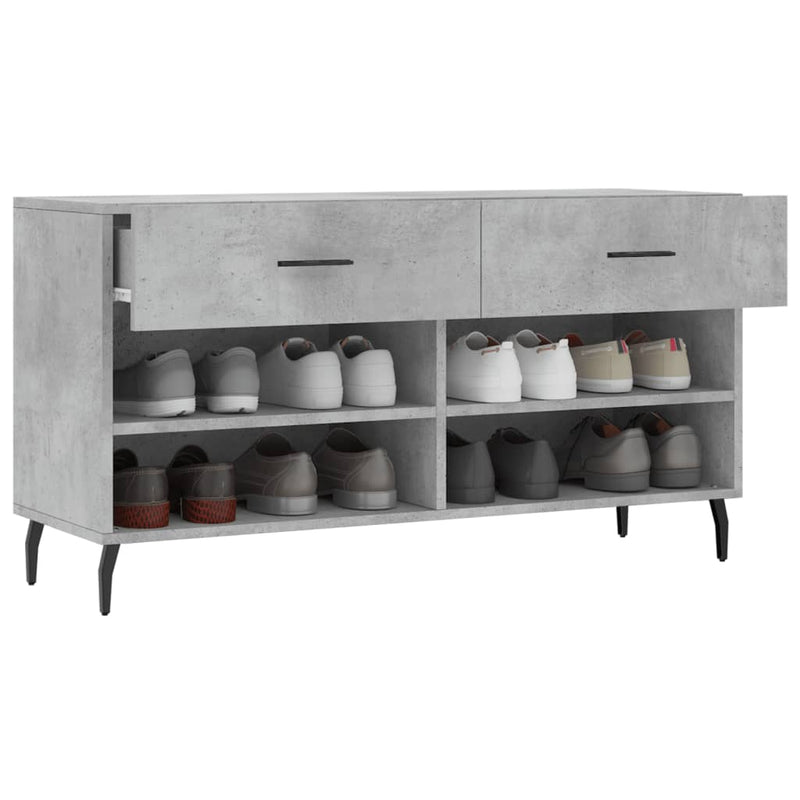vidaXL betonszürke szerelt fa cipőpolc 102 x 35 x 55 cm