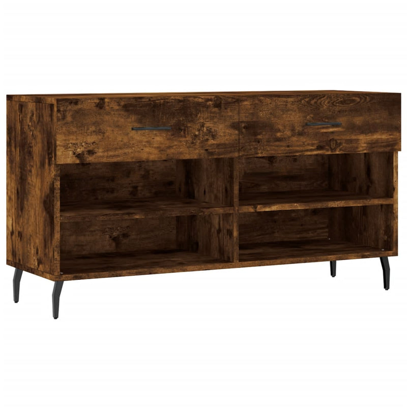 vidaXL füstös tölgy színű szerelt fa cipőpolc 102x35x55 cm