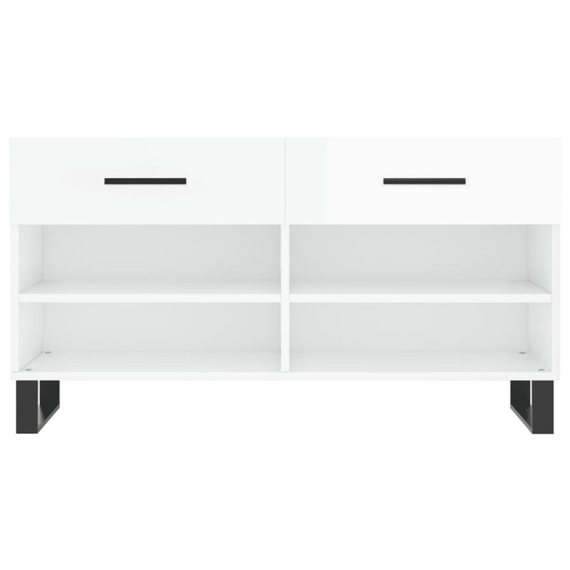 vidaXL magasfényű fehér szerelt fa cipőpolc 102x35x55 cm
