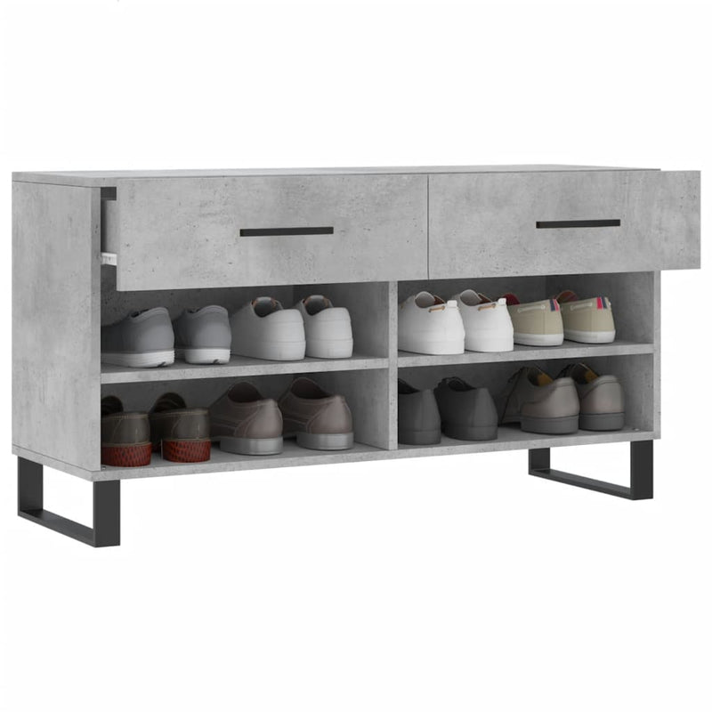 vidaXL betonszürke szerelt fa cipőpolc 102 x 35 x 55 cm