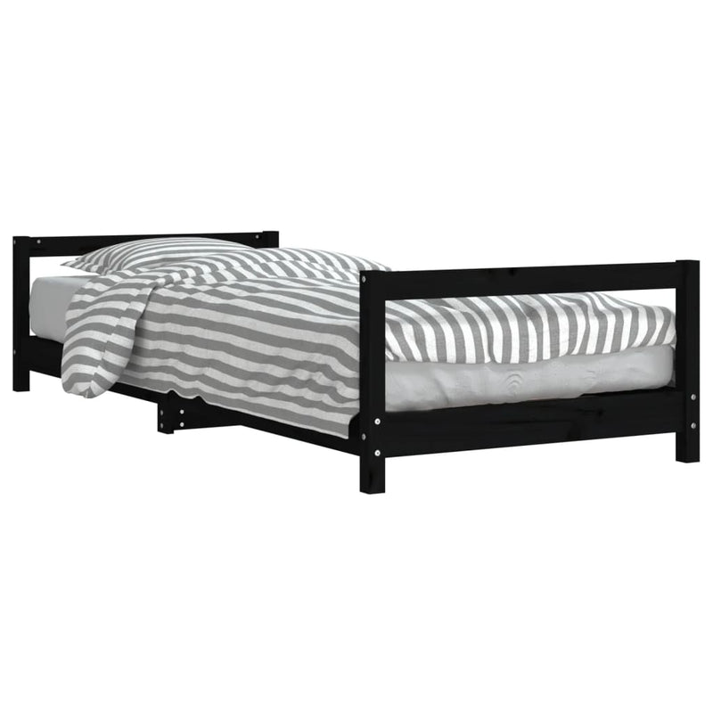vidaXL fekete tömör fenyőfa gyerekágykeret 80 x 200 cm