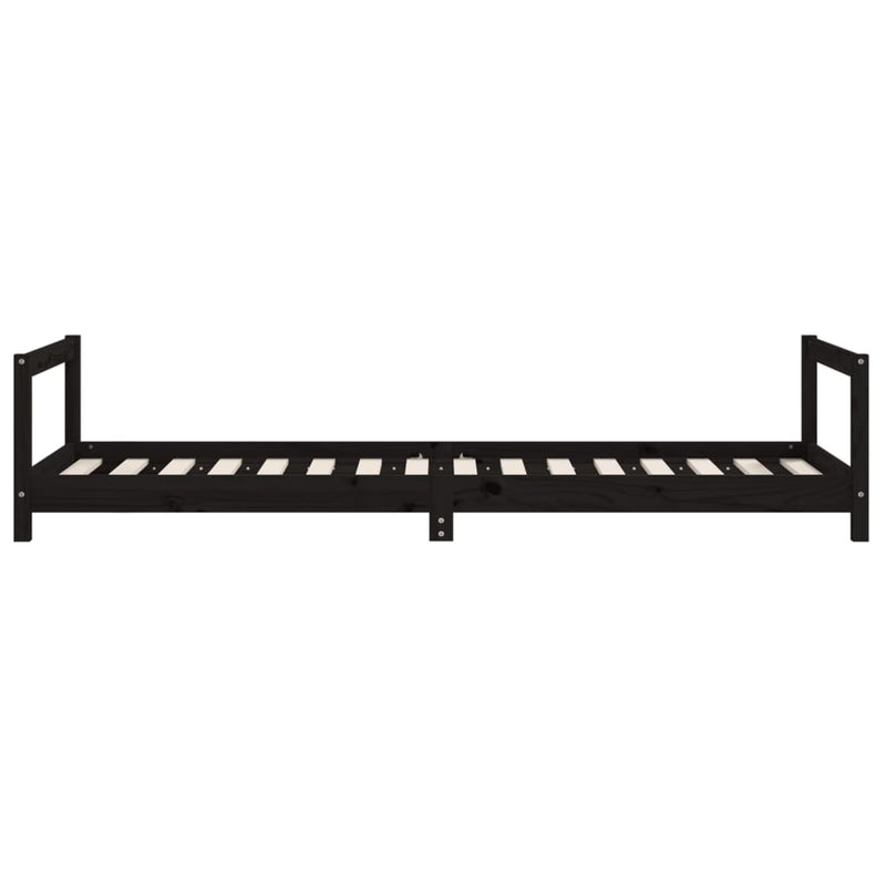 vidaXL fekete tömör fenyőfa gyerekágykeret 80 x 200 cm