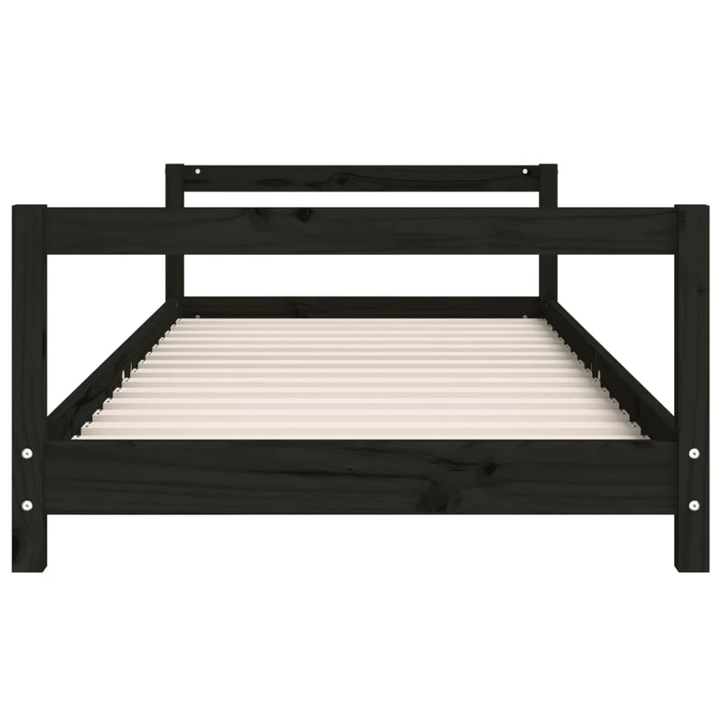 vidaXL fekete tömör fenyőfa gyerekágykeret 90 x 190 cm