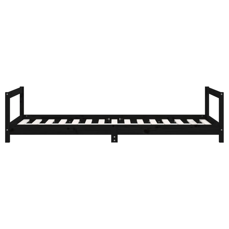 vidaXL fekete tömör fenyőfa gyerekágykeret 90 x 190 cm