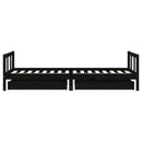 vidaXL fekete tömör fenyőfa gyerekágykeret fiókokkal 90 x 200 cm