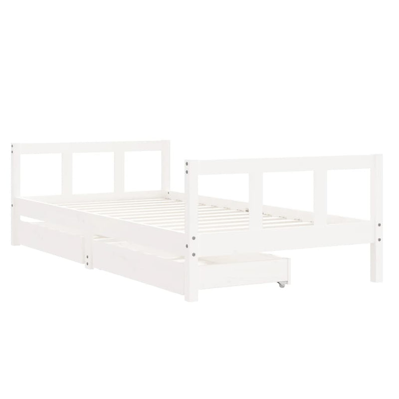 vidaXL fehér tömör fenyőfa gyerekágy keret fiókkal 90x190 cm