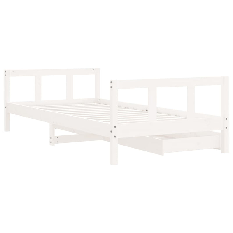 vidaXL fehér tömör fenyőfa gyerekágy keret fiókkal 90x190 cm