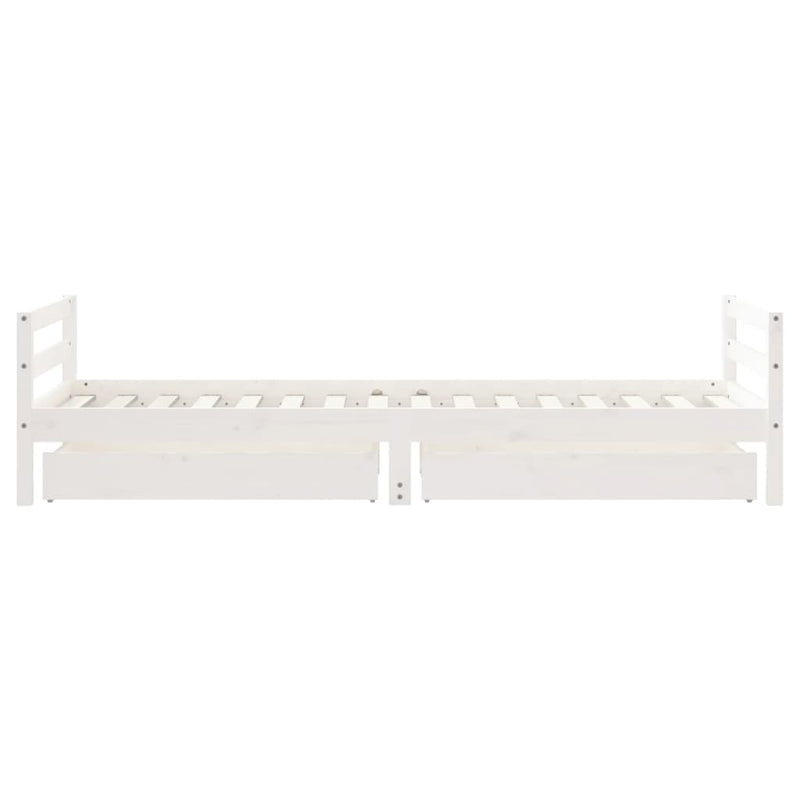 vidaXL fehér tömör fenyőfa gyerekágykeret fiókokkal 90 x 200 cm