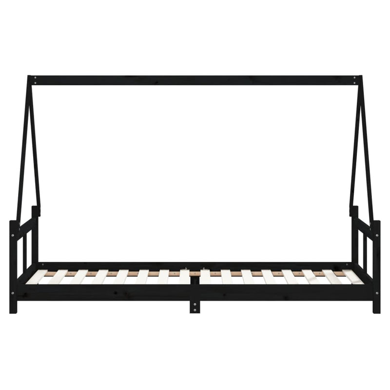 vidaXL fekete tömör fenyőfa gyerekágykeret 80 x 200 cm
