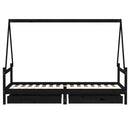 vidaXL fekete tömör fenyőfa gyerekágykeret fiókokkal 90 x 200 cm