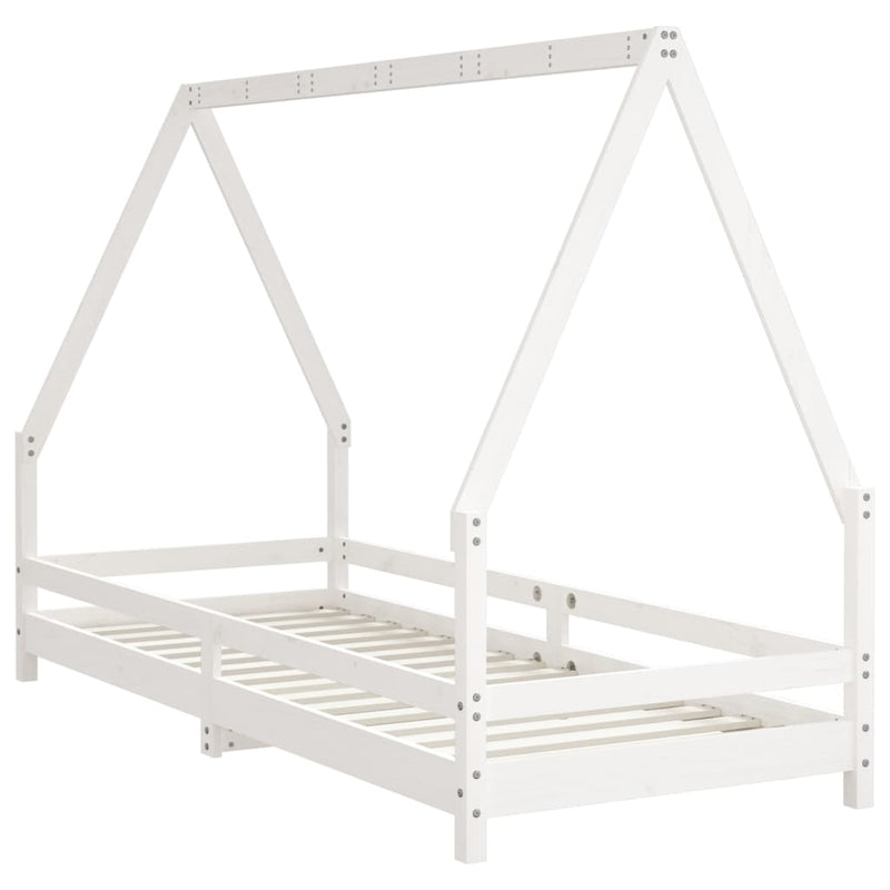 vidaXL fehér tömör fenyőfa gyerekágykeret 90 x 200 cm
