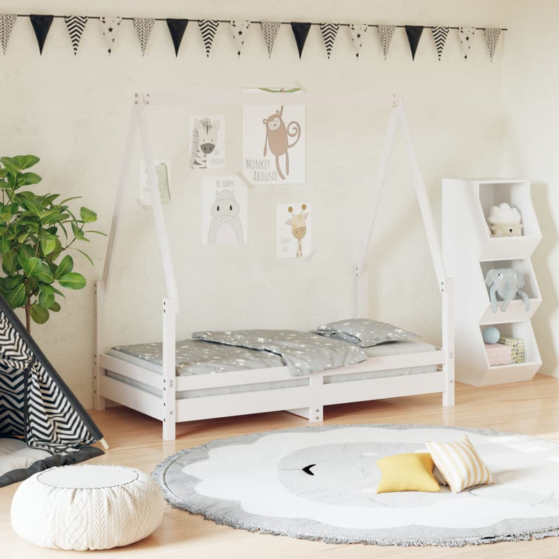 vidaXL fehér tömör fenyőfa gyerekágykeret 70 x 140 cm