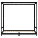 vidaXL fekete tömör fenyőfa gyerekágykeret 90 x 200 cm