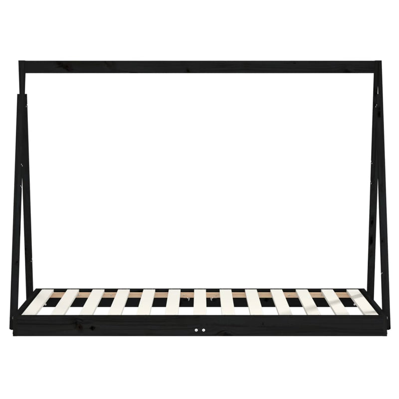 vidaXL fekete tömör fenyőfa gyerekágykeret 80 x 160 cm