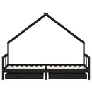 vidaXL fekete tömör fenyőfa gyerekágykeret fiókokkal 80 x 200 cm