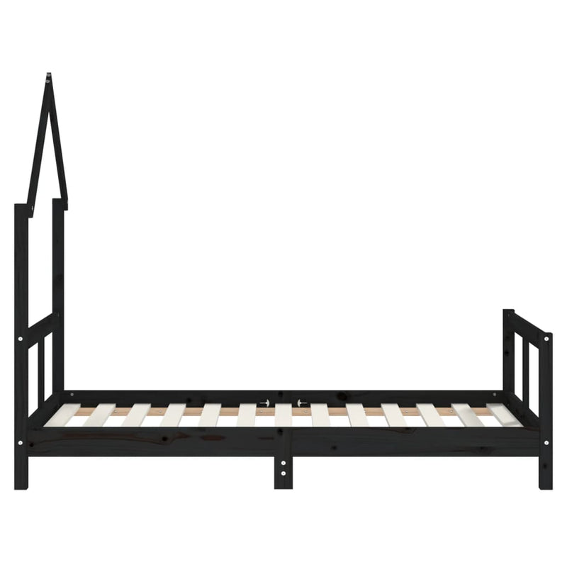 vidaXL fekete tömör fenyőfa gyerekágykeret 80 x 160 cm