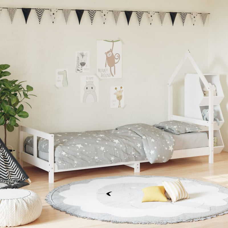 vidaXL fehér tömör fenyőfa gyerekágykeret 80 x 200 cm